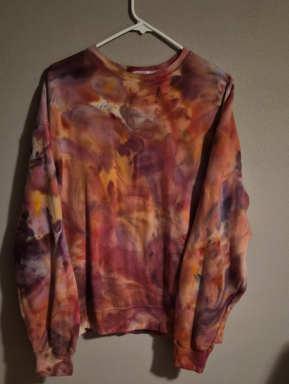 Hanes Women's Multicolor Tie-Dye Crewneck Sweatshirt - Purple, Orange, Yellow